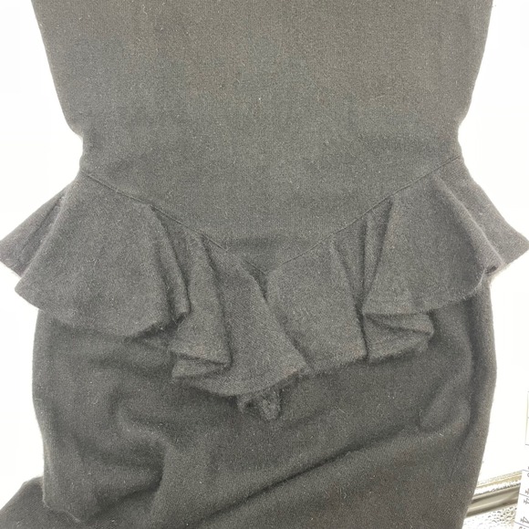 Vintage Ambria Black Long Sleeve Peplum Sweater Dress 10M Lambswool Angora Blend - Picture 8 of 12